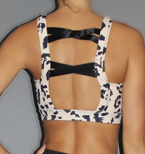 Nude Leopard Print Sports Bra