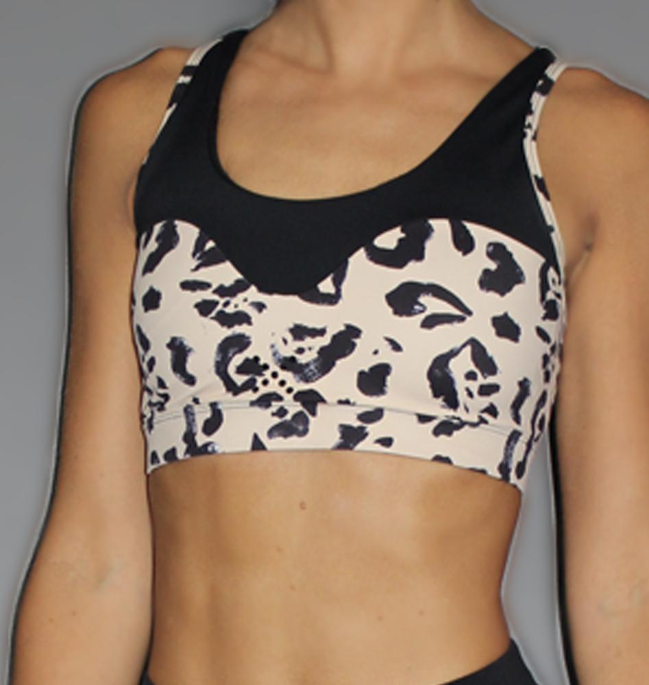 Nude Leopard Print Sports Bra