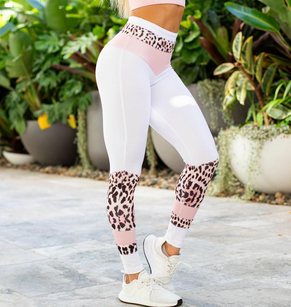 Dusty Pink Leopard Panel Tights