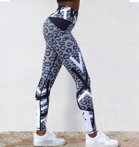 Mesh Look Leopard Print Tights
